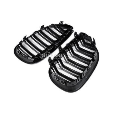 BMW E60 / E61 M Style priekšējās restes, nāsis, melnas, glancētas, no iekšpuses