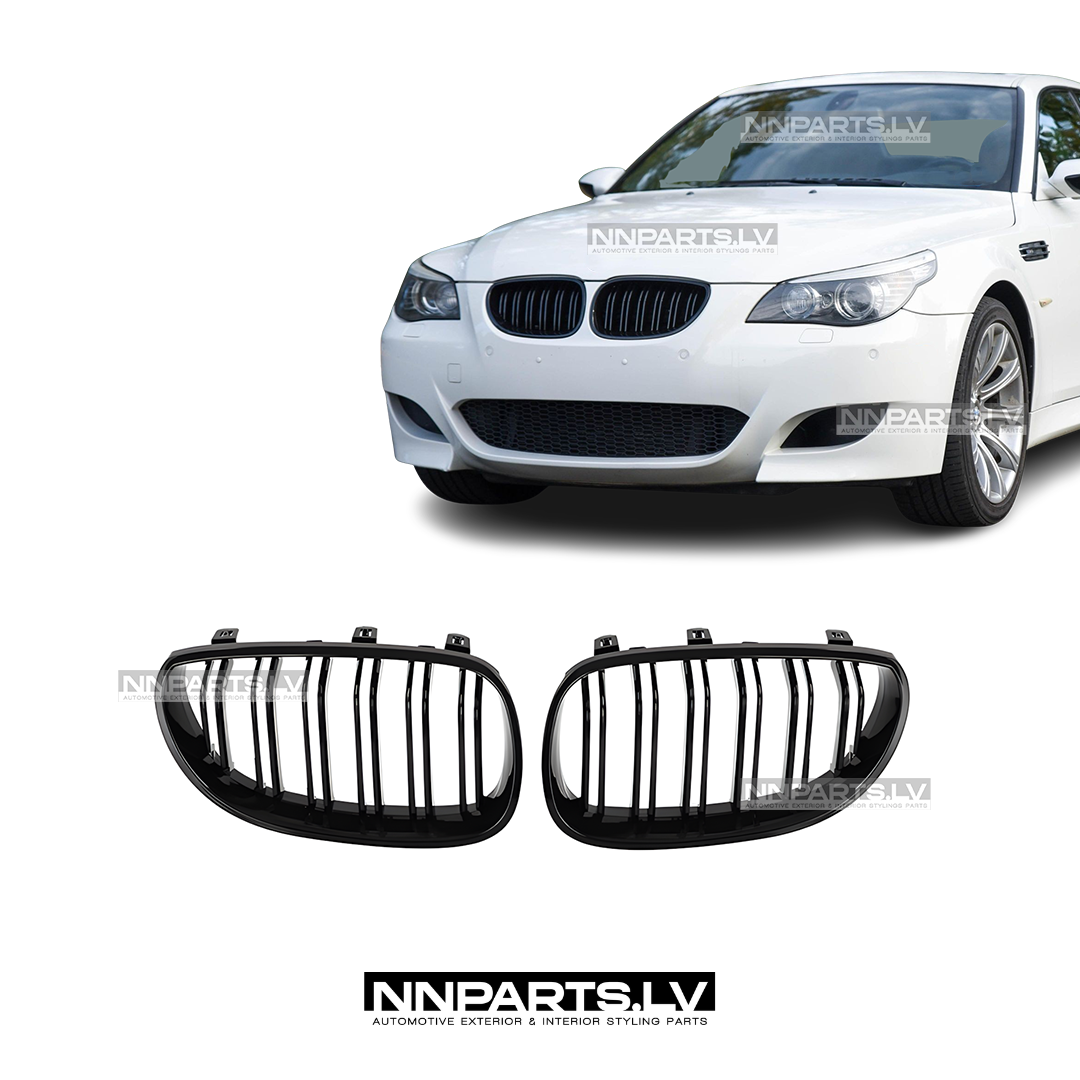 Double Slat front grilles set for BMW E60 / E61, black gloss Double Slat front grilles set for BMW E60 / E61, black gloss kidney grilles, tuning parts for bmw e60, e61 on the car