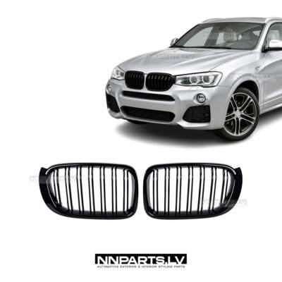 BMW F25 F26 LCI M Style priekšējās restes, nāsis, melnas glancētas tuning, styling detaļas priekš x3, x4 uz auto