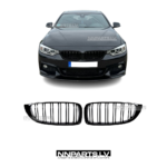 BMW F32 / F33 / F36 / F80 / F82 / F83 M Style priekšējās restes, dubultās nāsis, melnas, gancētas, tuning uz auto