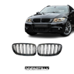 Double Slat front grille set for BMW E90 / E91 LCI, black gloss tuning parts one the car