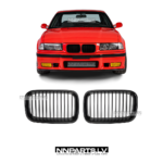 BMW E36 Pre-LCI M3 Style priekšējās restes, nāsis, melnas, glancētas tuning detaļas uz auto pa vidu