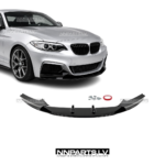 BMW F22 / F23 M Sport priekšējā bampera uzlika, lūpa, spoileris ar splitteriem, melna, glancēta tuning detaļa uz autp