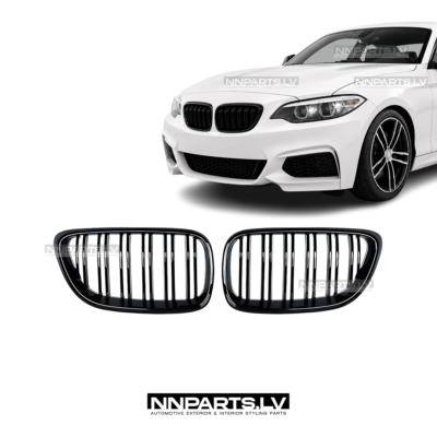 BMW F22 / F23 / F87 M Style priekšējās restes, nāsis, melnas, glancēts tuning detaļas uz auto