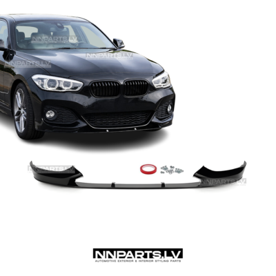 BMW F20 / F21 LCI M Sport priekšējā bampera uzlika, lūpa, spoileris, melns, glancēts, tuning detaļas priekš 1sērijas uz auto