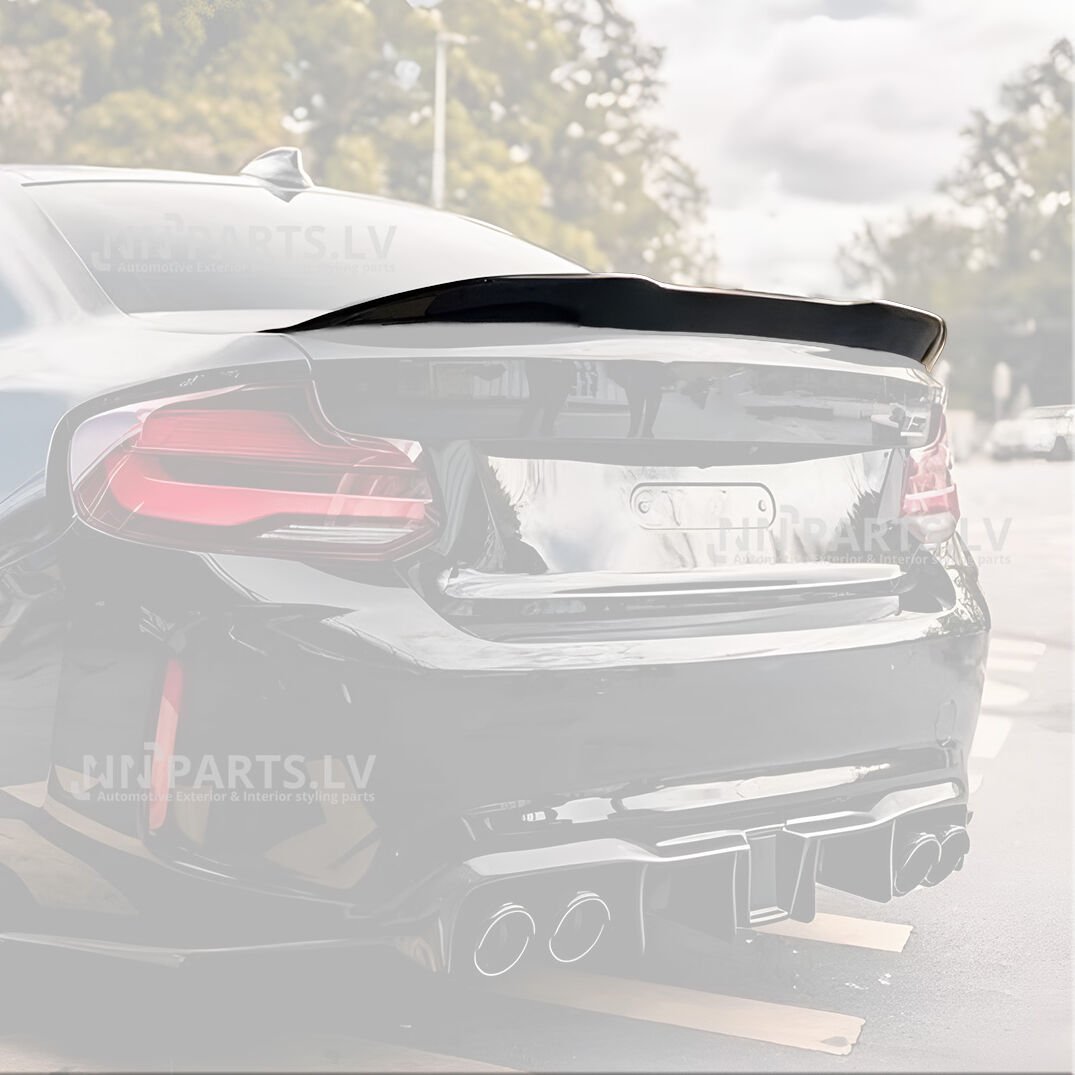 BMW F22 / F23 / F87 PSM Style aizmugurējais spoileris BMW F22 / F23 / F87 PSM Style aizmugurējais spoileris melns glancēts uz auto