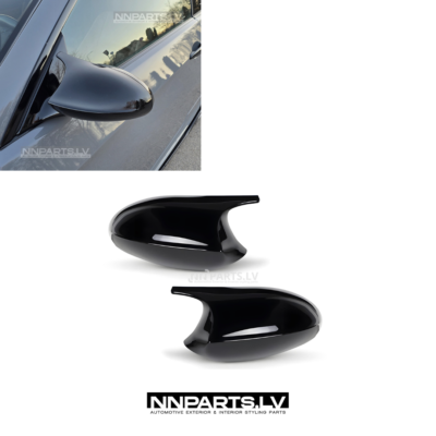 M Style side mirror caps set for BMW E90 / E91 / E92 / E93 Pre-LCI, black gloss 2005, 2006, 2007, 2008, 2009, tuning parts on the car