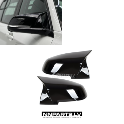 BMW F20/F22/F30/F31/F32/F34/E84 melnas M Style spoguļu uzlikas, spīdīgas tuning detaļas
