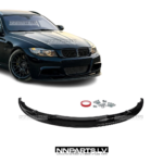BMW E90 / E91 LCI M Sport priekšējā bampera uzlika, lūpa, melna glancēta tuning detaļa no priekšas