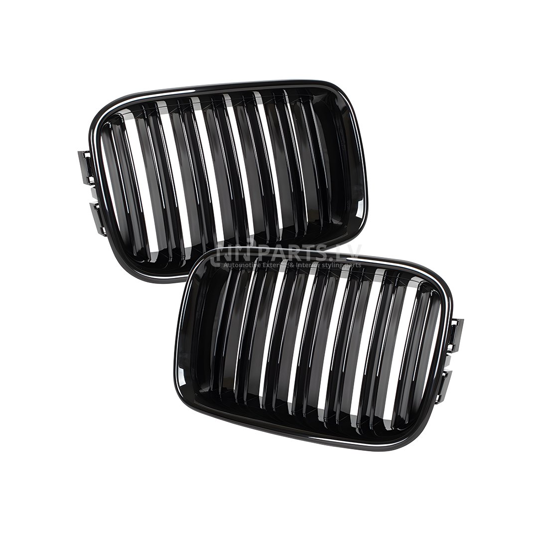 BMW E36 Pre-LCI M Style priekšējās restes BMW E36 Pre-LCI M Style priekšējās restes, nāsis, melnas, glancētas pa vidu