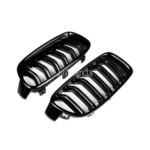 BMW F30 / F31 M Style priekšējās restes, nāsis, melnas, glancētas no priekšpuses