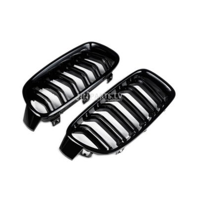 BMW F30 / F31 M Style priekšējās restes, nāsis, melnas, glancētas no priekšpuses
