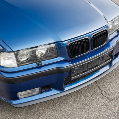 BMW E36 LCI M Style priekšējās restes, nāsis, melnas, glancētas tuning detaļas uz auto no sāna