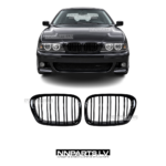 BMW E39 M Style priekšējās restes, dubultās nāsis, melnas, glancētas tuning detaļas