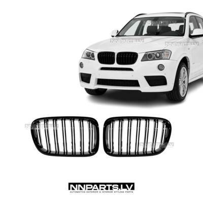 BMW F25 Pre-LCI M Style priekšējās restes, nāsis, melnas, glancētas tuning detaļas uz auto