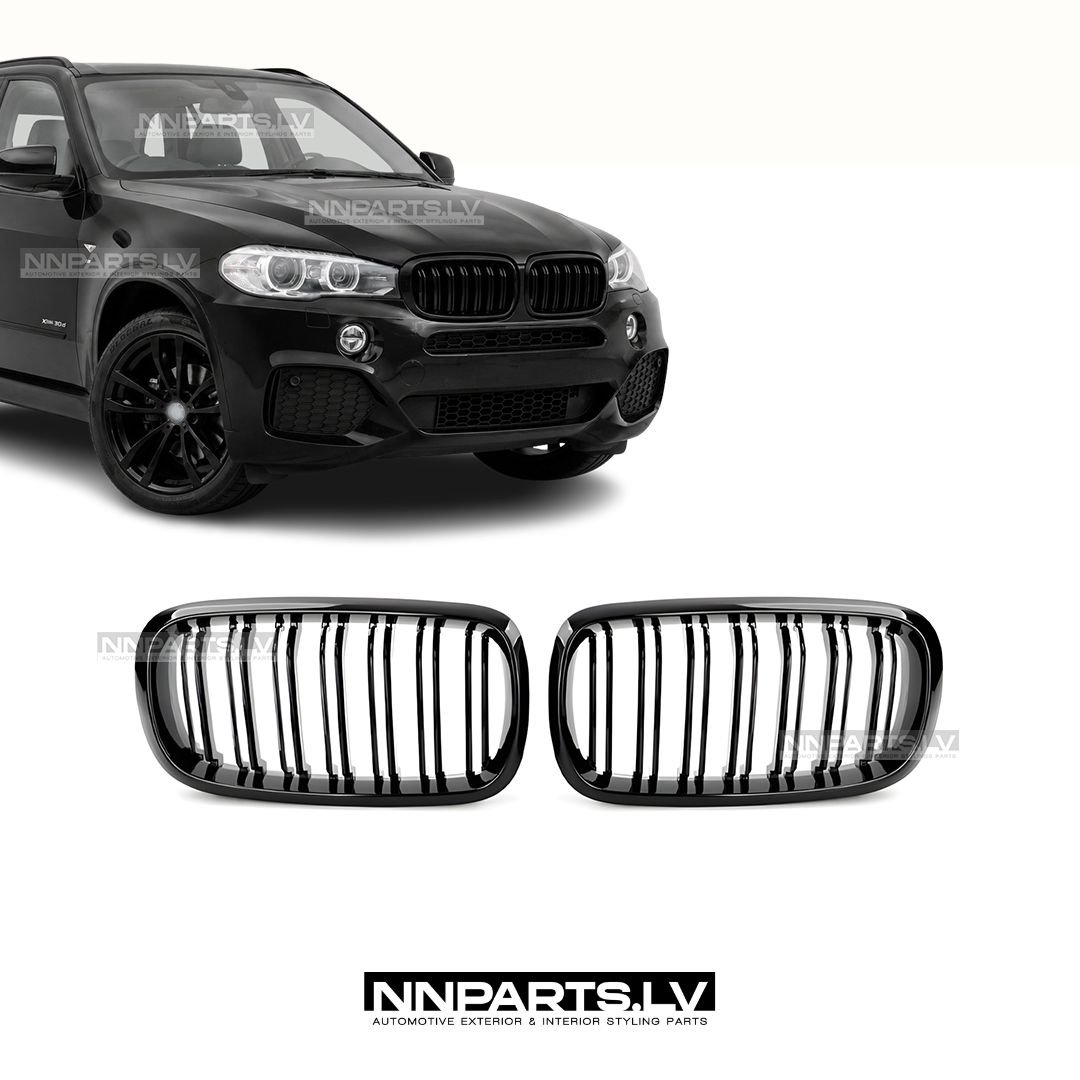 BMW F15 / F16 M Style priekšējās restes BMW F15 / F16 M Style priekšējās restes, nāsis, melnas, glancētas tuning detaļas no priekšas uz auto