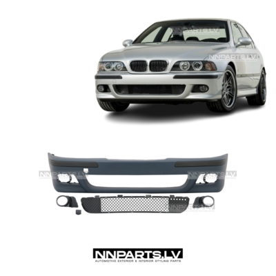 BMW E39 M Sport front bumper, M5 E39 tuning, gray, primed for the car