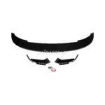 BMW F10 / F11 M Sport priekšējā bampera uzlika, lūpa, melna glancēta ar splitteriem un skrūvēm pa vidu