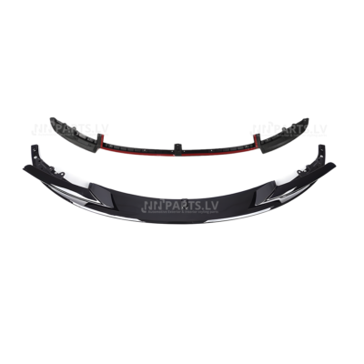 BMW F30 / F31 M Sport priekšējā bampera uzlika, lūpa, melna, glancēta ar papildus stiprinājumu no priekšpuses