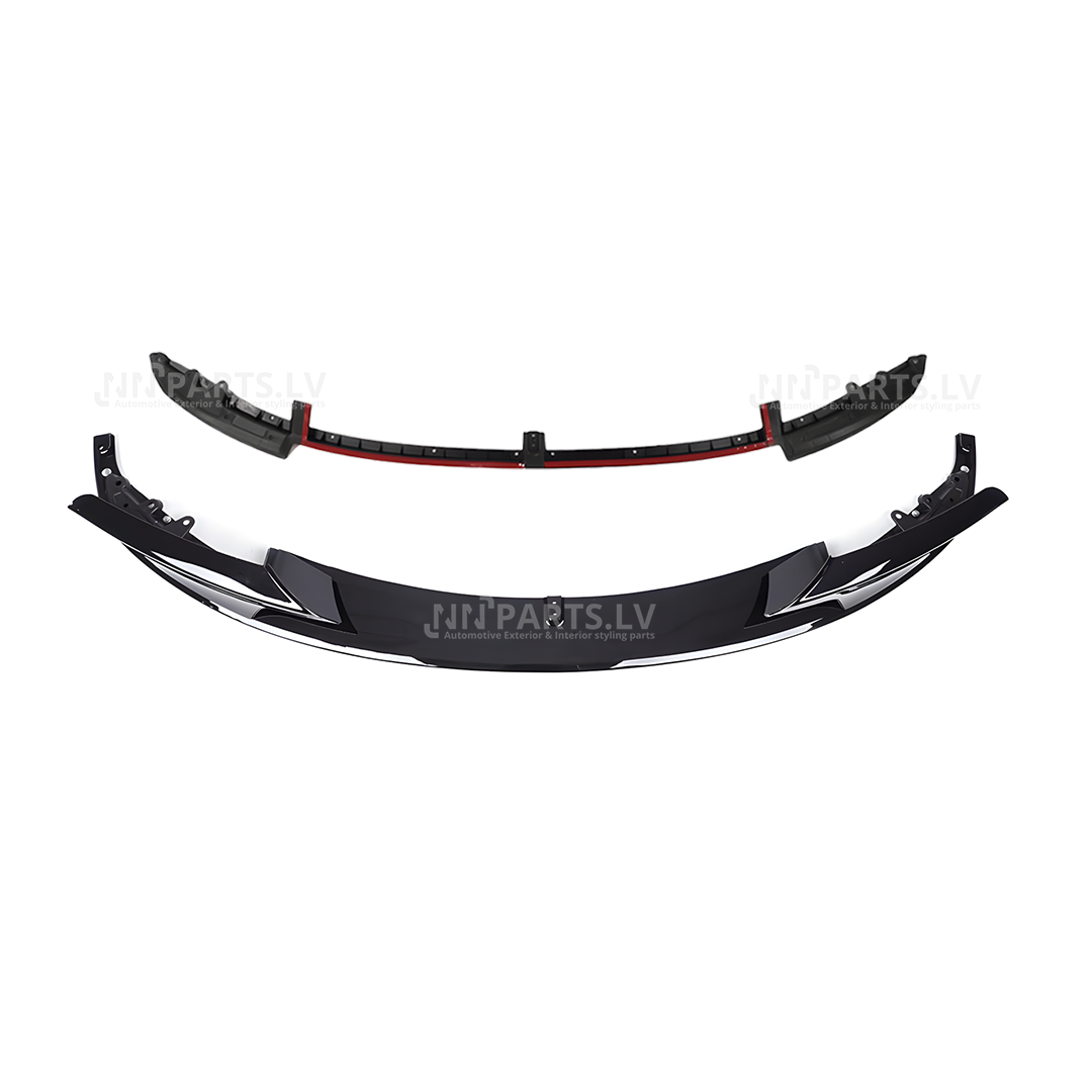BMW F30 / F31 M Sport priekšējā bampera uzlika BMW F30 / F31 M Sport priekšējā bampera uzlika, lūpa, melna, glancēta ar papildus stiprinājumu no priekšpuses