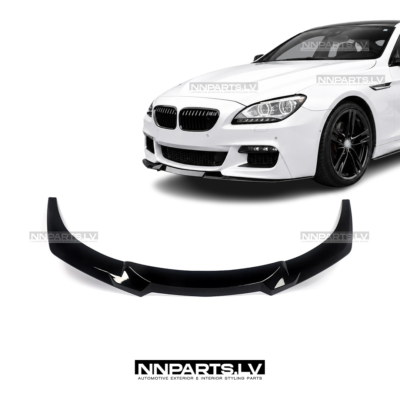 BMW F06 / F12 / F13 W Style priekšējā bampera uzlika, lūpa, spliteris, melns, glancēts, tuning, styling detaļas priekš 6sērijas