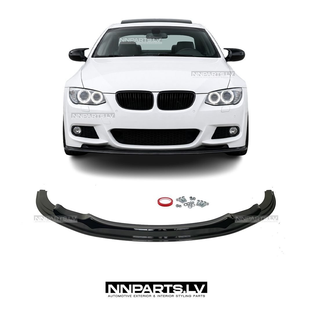 BMW E92 / E93 LCI M Sport priekšējā bampera uzlika BMW E92 / E93 LCI M Sport priekšējā bampera uzlika, lūpa, melna, glancēta tuing detaļa uz auto no priekšas