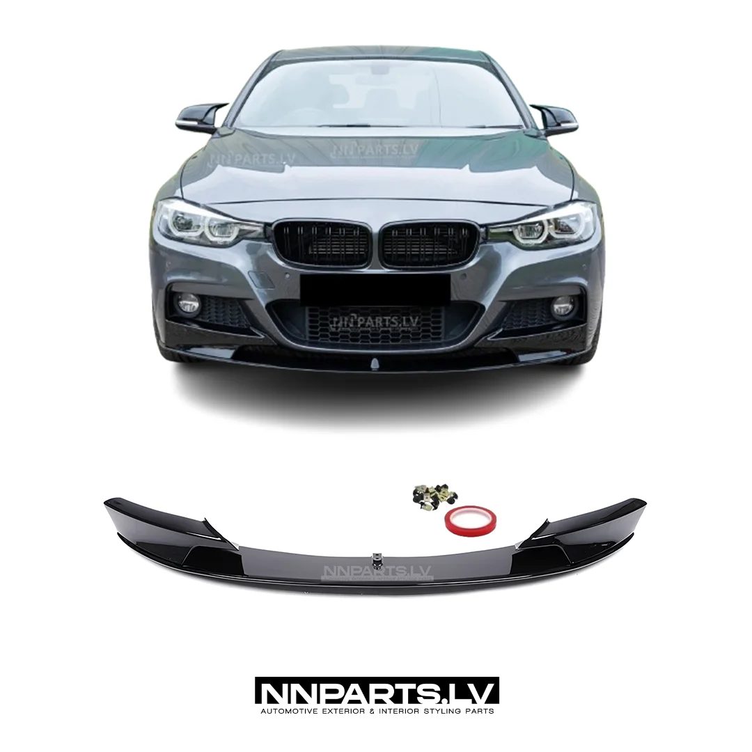 BMW F30 / F31 M Sport priekšējā bampera uzlika BMW F30 / F31 M Sport priekšējā bampera uzlika, lūpa, melna, glancēta, tuning detaļas uz auto