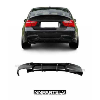 BMW E90 / E91 M Sport aizmugurējā bampera diffuzors, melns, glancēts, 316, 318, 320, 325, 330 tuning detaļa