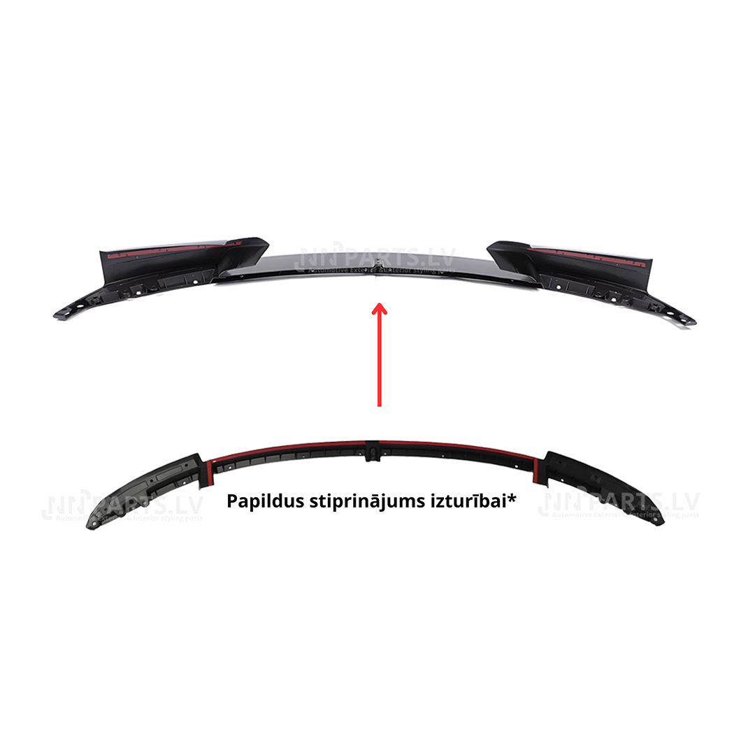 BMW F30 / F31 M Sport priekšējā bampera uzlika BMW F30 / F31 M Sport priekšējā bampera uzlika, lūpa, melnas glancēta, ar papildus stiprinājumu no iekšpuses