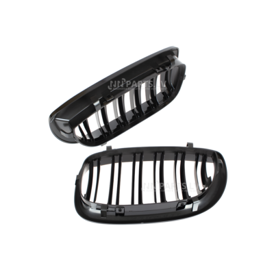 BMW E46 Coupe / Cabrio LCI M Style priekšējās restes, nāsis, dubultās, melnas, glancētas no iekšpuses