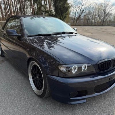 BMW E46 Coupe / Cabrio LCI M Style priekšējās restes, dubultās nāsis, melnas, glancētas
