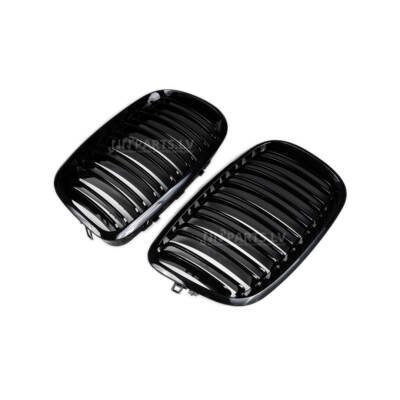 BMW E70 / E71 M Style priekšējās restes, melnas glancētas, dubultās no sāna