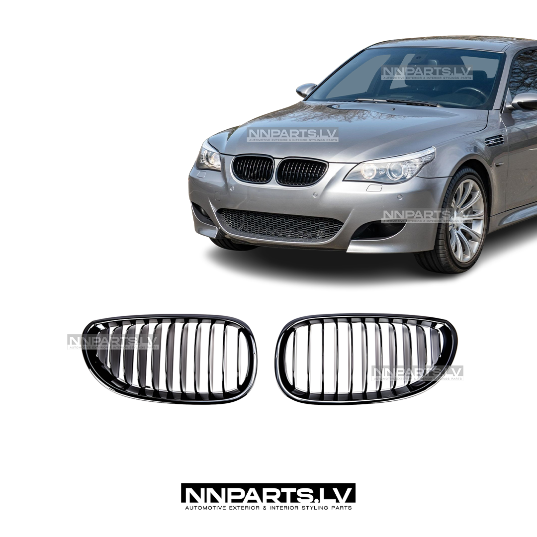 BMW E60 / E61 priekšējās restes, black gloss BMW E60 / E61 priekšējās restes, black gloss nāsis, melnas, glancētas tuning detaļas uz auto