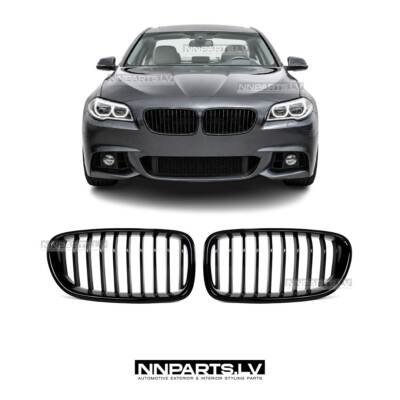BMW F10 / F11 priekšējās restes, black gloss, melnas, glancētas tuning detaļas uz auto