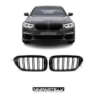 BMW G30 / G31 Pre-LCI Performance priekšējās restes, nāsis, melnas, glancētas tuning detaļas uz auto