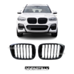 BMW G01 X3 / G02 X4 Pre-LCI priekšējās restes, nāsis, melnas, glancētas tuning detaļas uz auto