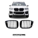 BMW G01 X3 / G02 X4 Pre-LCI priekšējās restes, nāsis, melnas, glancētas tuning detaļas uz auto