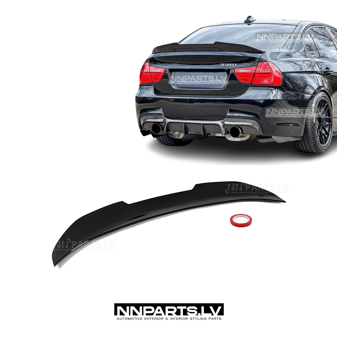 BMW E90 PSM Style bagāžnieka spoileris BMW E90 PSM Style bagāžnieka spoileris, melns, glancēts, tuning detaļas uz auto