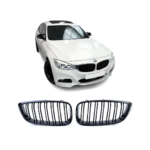 BMW F34 GT M Style priekšējās restes, melnas, glancētas, dubultās