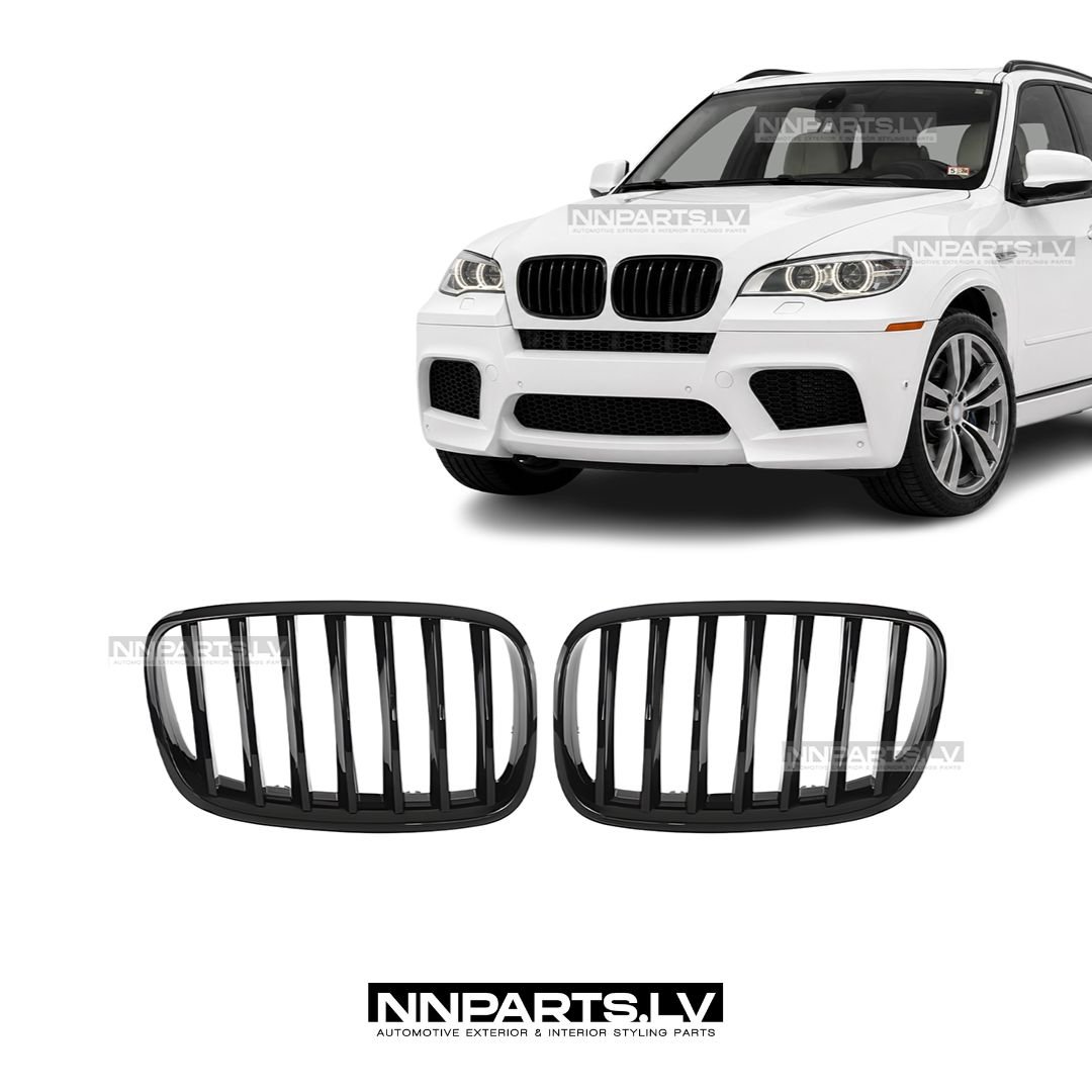BMW E70 / E71 priekšējās restes, black gloss BMW E70 / E71 priekšējās restes, black gloss, nāsis melnas, glancētas tuning detaļas uz auto