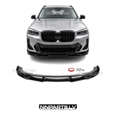 BMW X3 G01 / X4 G02 LCI AERO priekšējā bampera uzlika, lūpa, splitteris, spoileris, melns, glancēts, tuning detaļas uz auto (21-25)
