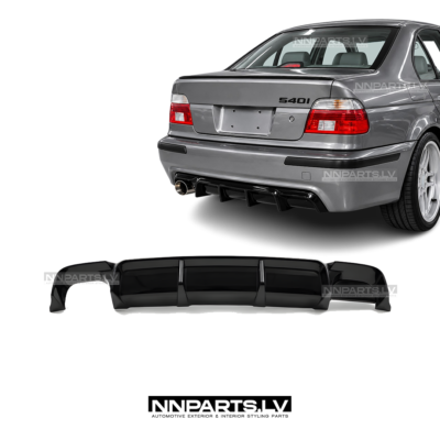 BMW E39 M Sport / M5-Style Performance aizmugurējā bampera diffuzors, melns, glancēts, tuning detaļas priekš 5sērijas uz auto