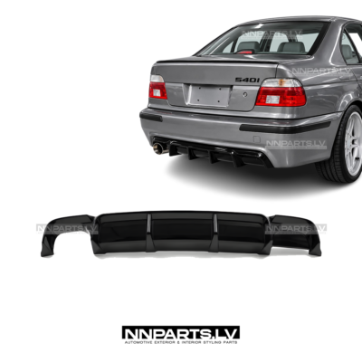 BMW E39 M Sport / M5-Style Performance aizmugurējā bampera diffuzors, melns, glancēts, tuning detaļas priekš 5sērijas uz auto