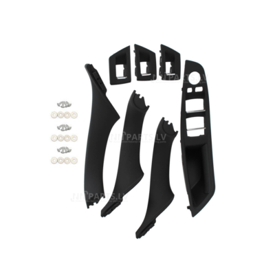 BMW F10 / F11 melns salona durvju rokturu komplekts ar spoguļu nolocīšanas funkciju, no priekšpuses