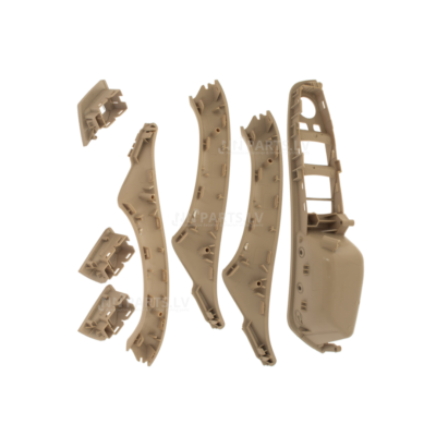 BMW F10 / F11 bēšs salona durvju rokturu komplekts ar spoguļu nolocīšanas funkciju no iekšpuses