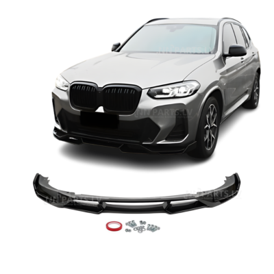 BMW X3 G01 / X4 G02 LCI AERO priekšējā bampera uzlika, lūpa, melna, glancēta uz auto (21.-25.)