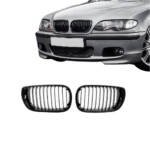 BMW E46 Sedan / Touring LCI priekšējās restes, nāsis, melnas, glancētas uz auto