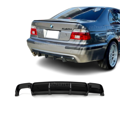 BMW E39 M Sport / M5-Style aizmugurējā bampera diffuzors, melns, glancēts ar ribām