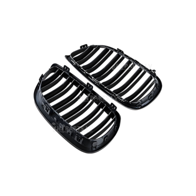 BMW E92 / E93 Pre-LCI M Style priekšējās restes, dubultās nāsis, melnas glancētas no iekšpuses