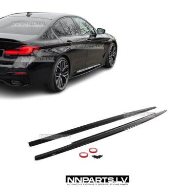 BMW G30 / G31 M Sport sliekšņu uzlikas, melnas, glancētas tuning detaļas priekš 5.sērijas uz auto